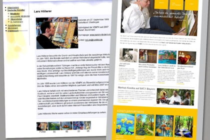 Links eine Seite der alten Website, rechts die neue Startseite.