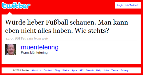 Müntefering bei Twitter - der echte?